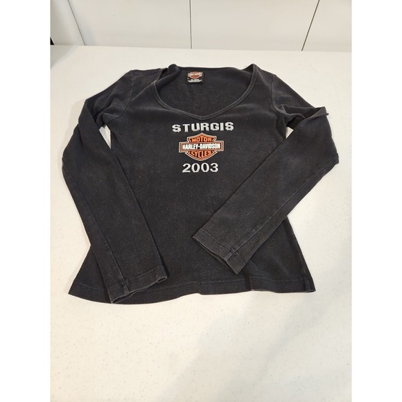 Harley Davidson Small Black Long Sleeve Womens Sturgis 2003 South Dakota (1404 - Picture 8 of 8